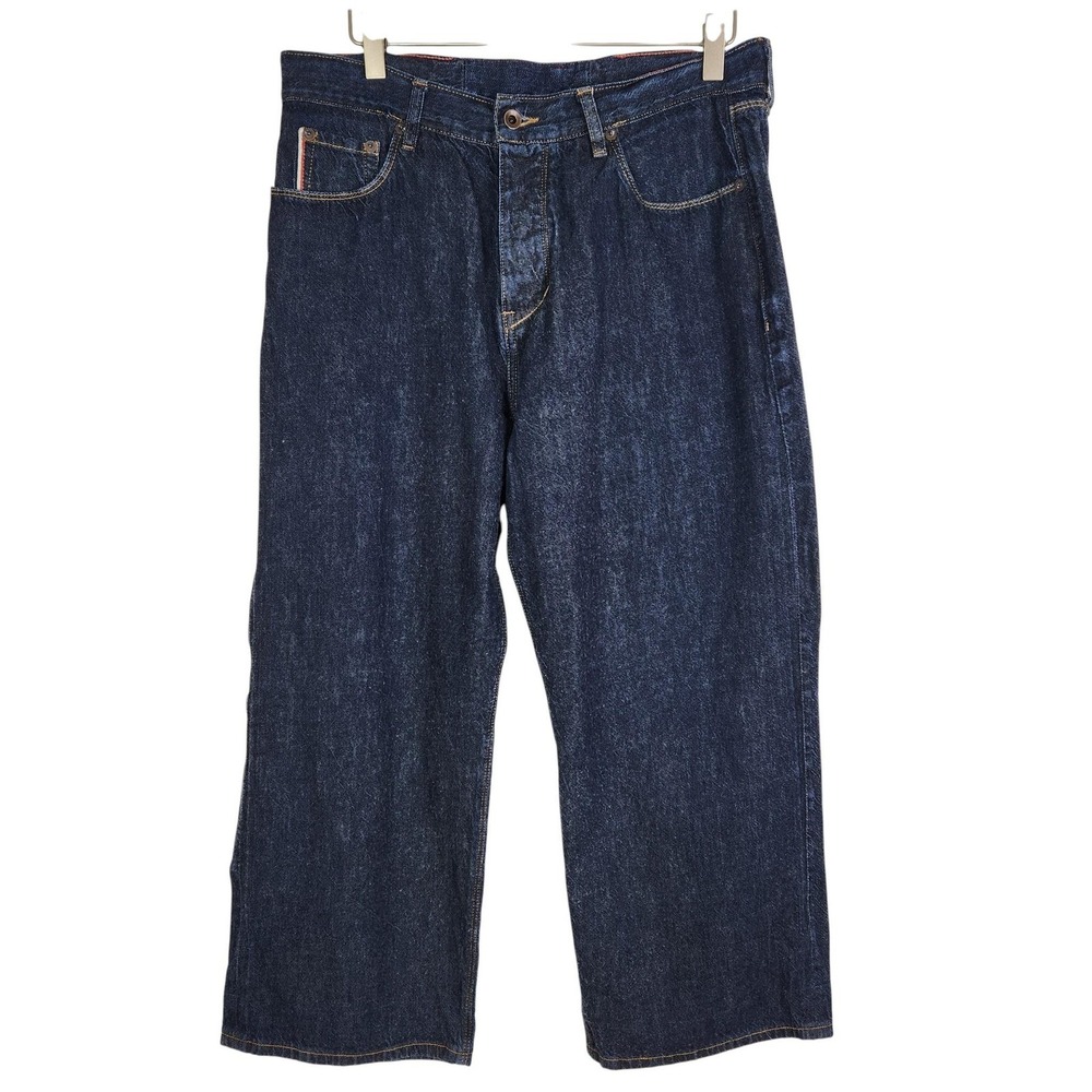 RALEIGH Denim Jeans Womens 30‎ Blue Stokes Selvedge Straight Wide Leg USA Raw